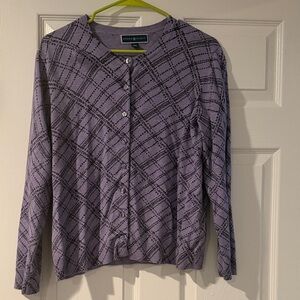 Karen Scott Purple Plaid Cardigan